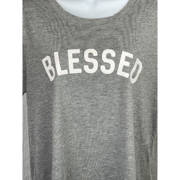 Modern Lux Womens XL Short Sleeve Gray "Blessed" T-Shirt - Picture 2 of 7